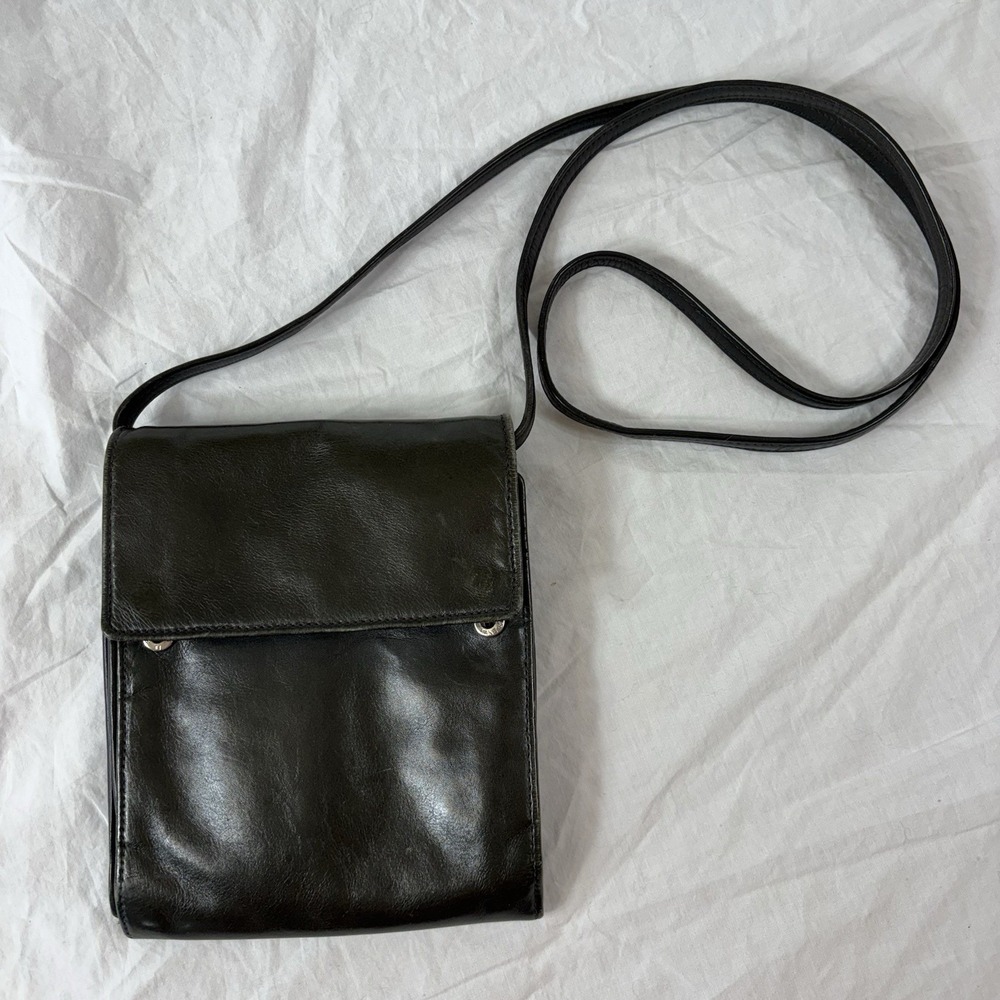 VTG Tusk Designer Black Leather Crossbody Bag Minimalist‎ Chic Organizer Travel
